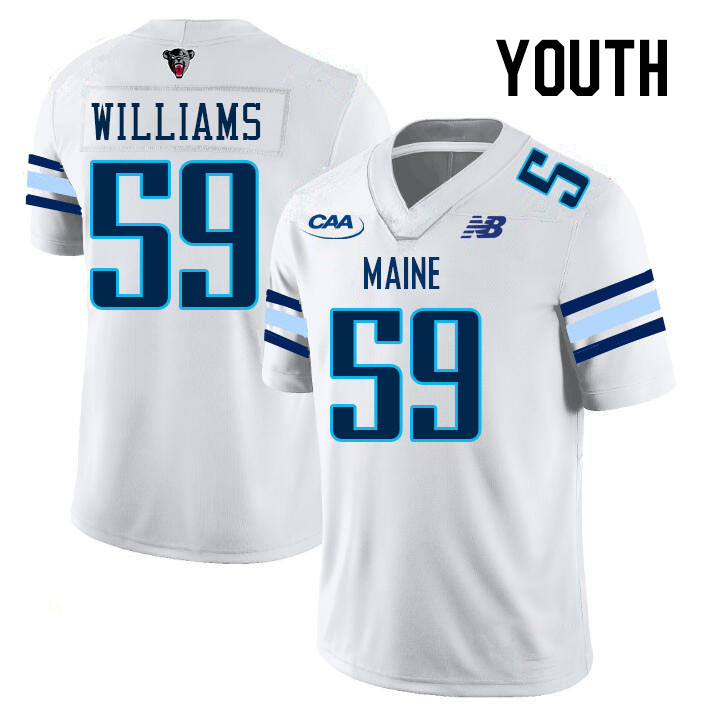 Youth #59 Cody Williams Maine Black Bears College Football Jerseys Stitched Sale-White